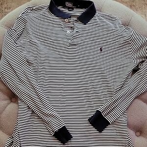 Polo by Ralph Lauren Men's Black and White Striped Polo